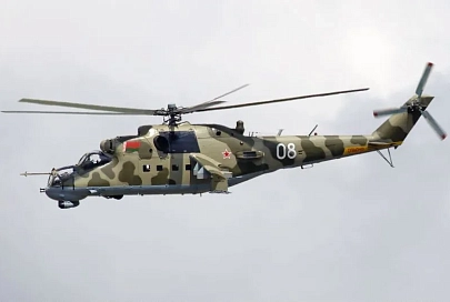 Под Мозырем опрокинулся на бок вертолет Ми-24 50